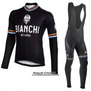 2017 Maillot Ciclismo Bianchi Milano Ml Noir Manches Longues et Cuissard