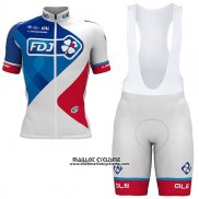2017 Maillot Ciclismo FDJ Blanc Manches Courtes et Cuissard