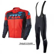 2017 Maillot Ciclismo Fox Rouge et Noir Manches Courtes et Cuissard