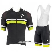 2017 Maillot Ciclismo Pinarello Noir et Jaune Manches Courtes et Cuissard