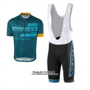 2017 Maillot Ciclismo Scott Bleu Manches Courtes et Cuissard