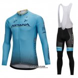 2018 Maillot Ciclismo Astana Bleu Manches Longues et Cuissard