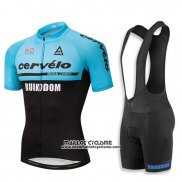 2018 Maillot Ciclismo Cervelo Bleu et Noir Manches Courtes et Cuissard