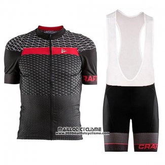 2018 Maillot Ciclismo Craft Route Noir et Rouge Manches Courtes et Cuissard