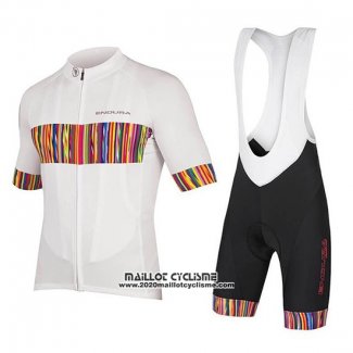 2018 Maillot Ciclismo Endura Graphics Pinstripe Blanc Manches Courtes et Cuissard