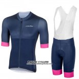 2018 Maillot Ciclismo Femme RH+ Fonce Bleu Manches Courtes et Cuissard