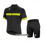 2018 Maillot Ciclismo Specialized Noir Blanc Jaune Manches Courtes et Cuissard