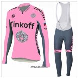 2018 Maillot Ciclismo Tinkoff Rose Manches Longues et Cuissard