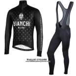 2019 Maillot Ciclismo Bianchi Milano FT Noir Blanc Manches Longues et Cuissard