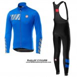 2019 Maillot Ciclismo Castelli Raddoppia 2 Bleu Argent Manches Longues et Cuissard