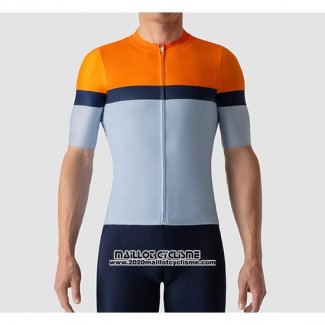 2019 Maillot Ciclismo La Passione Orange Bleu Manches Courtes et Cuissard
