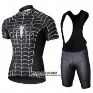 2019 Maillot Ciclismo Marvel Heros Spider Man Noir Manches Courtes et Cuissard