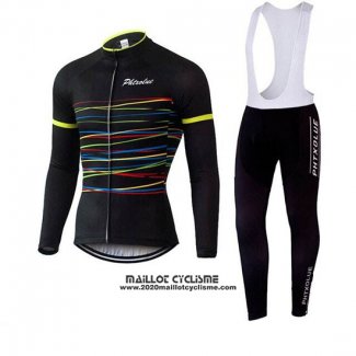 2019 Maillot Ciclismo Phtxolue Noir Jaune Manches Longues et Cuissard