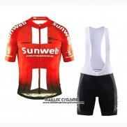 2019 Maillot Ciclismo Sunweb Orange Blanc Manches Courtes et Cuissard