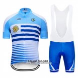 2019 Maillot Ciclismo Uruguay Bleu Blanc Manches Courtes et Cuissard