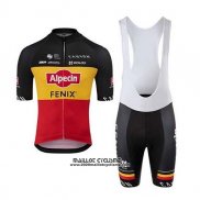 2020 Maillot Ciclismo Alpecin Fenix Noir Jaune Rouge Manches Courtes et Cuissard