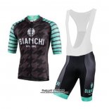 2020 Maillot Ciclismo Bianchi Noir Vert Blanc Manches Courtes et Cuissard