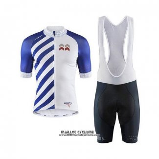 2020 Maillot Ciclismo Craft Bleu Blanc Manches Courtes et Cuissard