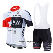 2020 Maillot Ciclismo IAM Blanc Rouge Noir Manches Courtes et Cuissard