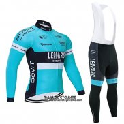 2020 Maillot Ciclismo Leopard Natural Bleu Noir Manches Longues et Cuissard