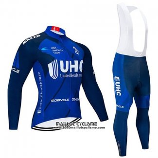 2020 Maillot Ciclismo UHC Fonce Bleu Manches Longues et Cuissard