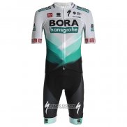 2021 Maillot Cyclisme Bora-Hansgrone Blanc Vert Noir Manches Courtes et Cuissard