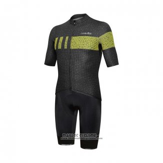 2021 Maillot Cyclisme RH+ Noir Jaune Manches Courtes et Cuissard