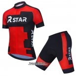 2021 Maillot Cyclisme R Star Noir Rouge Manches Courtes et Cuissard(1)