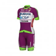 2022 Maillot Cyclisme Bardiani Csf Violet Vert Manches Courtes et Cuissard