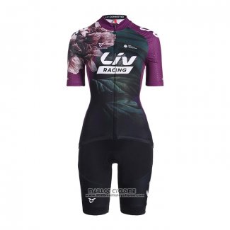 2022 Maillot Cyclisme Femme Liv Violet Manches Courtes et Cuissard