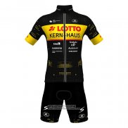 2022 Maillot Cyclisme Lotto-kern Haus Noir Jaune Manches Courtes et Cuissard