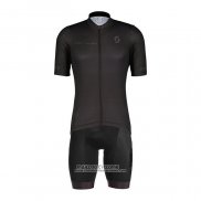 2022 Maillot Cyclisme Scott Noir Manches Courtes et Cuissard