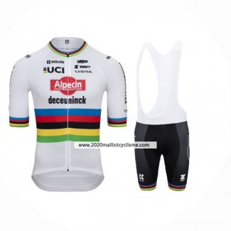 2024 Maillot Cyclisme Alpecin Deceuninck Blanc Manches Courtes Et Cuissard