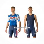2024 Maillot Cyclisme Deceuninck Quick Step Bleu Blanc Manches Courtes Et Cuissard
