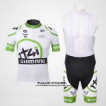 2012 Maillot Ciclismo 1t4i Blanc et Vert Manches Courtes et Cuissard