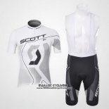 2012 Maillot Ciclismo Scott Blanc et Gris Manches Courtes et Cuissard