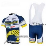 2012 Maillot Ciclismo Vacansoleil Jaune et Bleu Manches Courtes et Cuissard