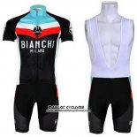 2013 Maillot Ciclismo Bianchi Noir et Bleu Clair Manches Courtes et Cuissard