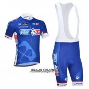 2013 Maillot Ciclismo FDJ Bleu Manches Courtes et Cuissard