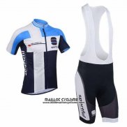 2013 Maillot Ciclismo Sportful Blanc et Azur Manches Courtes et Cuissard