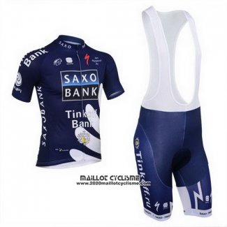 2013 Maillot Ciclismo Tinkoff Saxo Bank Bleu et Blanc Manches Courtes et Cuissard