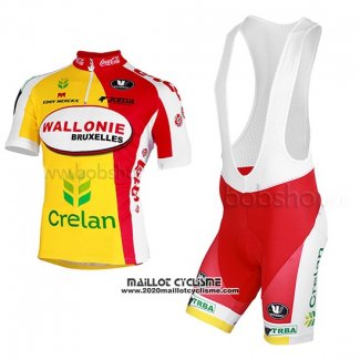2013 Maillot Ciclismo Wallonie Bruxelles Jaune et Rouge Manches Courtes et Cuissard