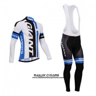 2014 Maillot Ciclismo Giant Blanc et Azur Manches Longues et Cuissard