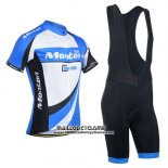 2014 Maillot Ciclismo Monton Blanc et Azur Manches Courtes et Cuissard