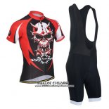 2014 Maillot Ciclismo Monton Rouge Noir Manches Courtes et Cuissard