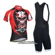 2014 Maillot Ciclismo Monton Rouge Noir Manches Courtes et Cuissard