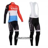 2014 Maillot Ciclismo Trek Factory Racing Rouge et Blanc Manches Longues et Cuissard