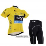 2015 Maillot Ciclismo Sky Lider Jaune Manches Courtes et Cuissard