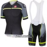 2016 Maillot Ciclismo Castelli Gris et Jaune Manches Courtes et Cuissard