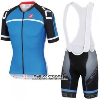 2016 Maillot Ciclismo Castelli Noir et Bleu Manches Courtes et Cuissard